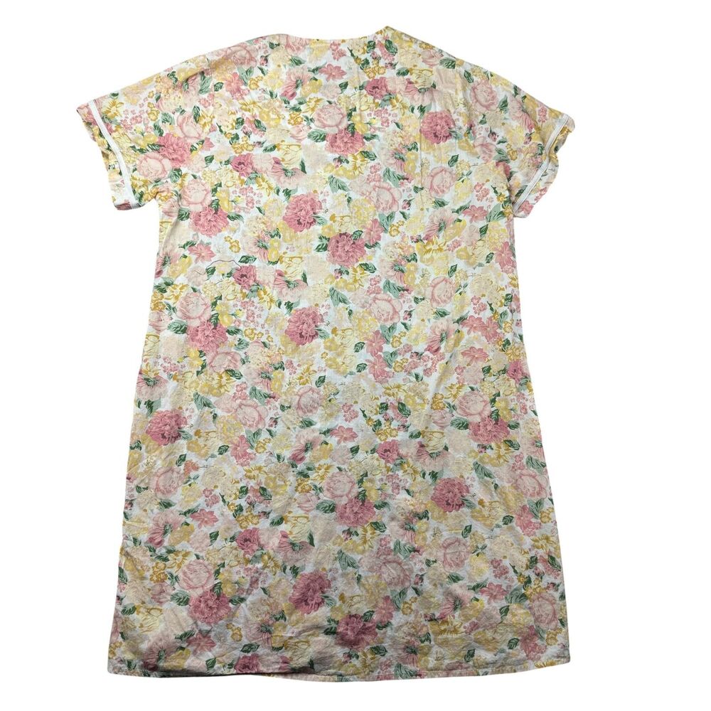 Yozly Dress Women's 2XL House Pastel Floral Short Sleeve Snap Front Pockets Top - Picture 2 of 11